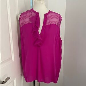 Elie Tahari Pink Sleeveless Ruffle Blouse